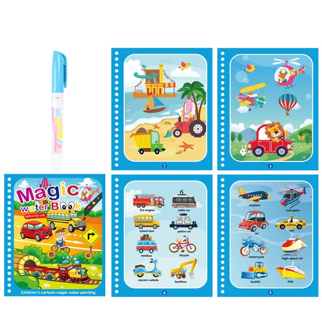 Children Learning  Education Toy Magic Water Book with Pen Baby Montessori Toys Drawing Coloring Books for Kids 2 to 4 Years Old