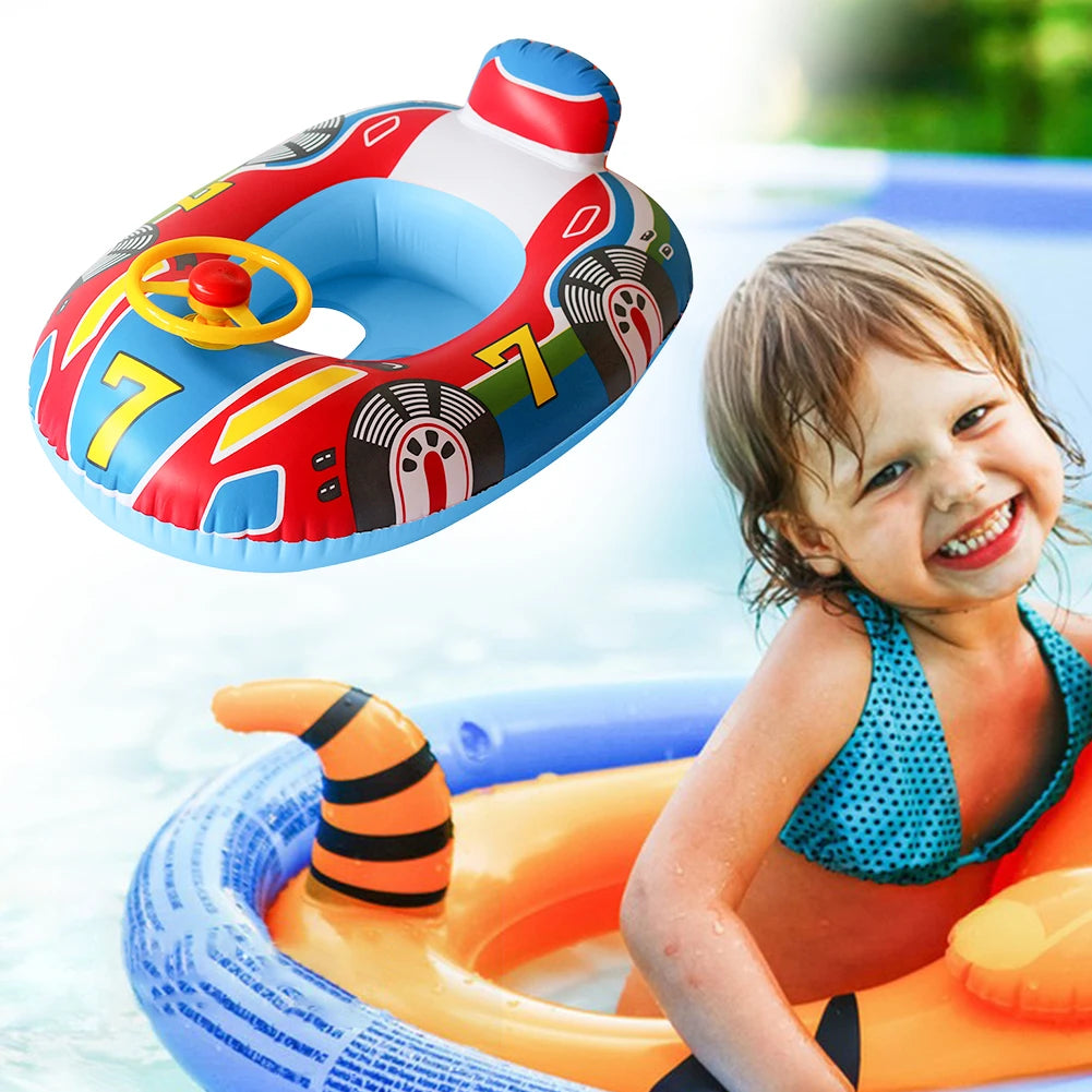 Baby Swimming Seat Ring Inflatable Toys Floating Sun Shade Toddler Swim Circle Fun Pool Bathtub Summer Beach Party Water Toys