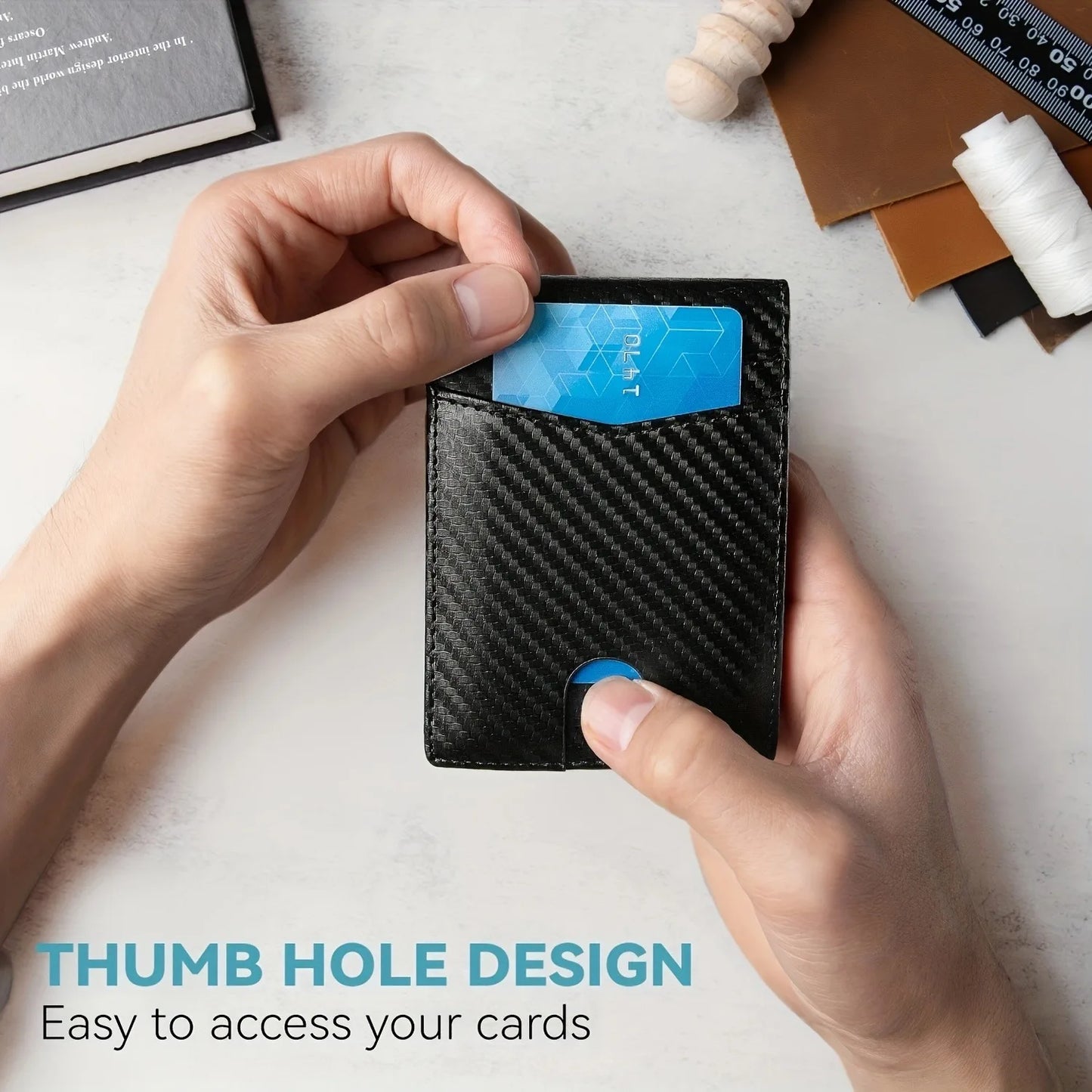 Mutural Minimalist Slim Wallet for Men, Premium Leather Wallet with Money Clip, RFID Blocking Front Pocket Stylish Bifold Black