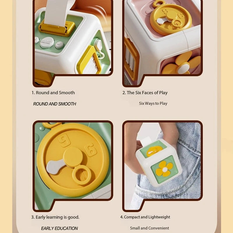 6 in 1 Montessori Educational Toys Sensory BusyBoard Baby Practice Skills Drawer Cube FidgetEducational Toys for Girl Boy