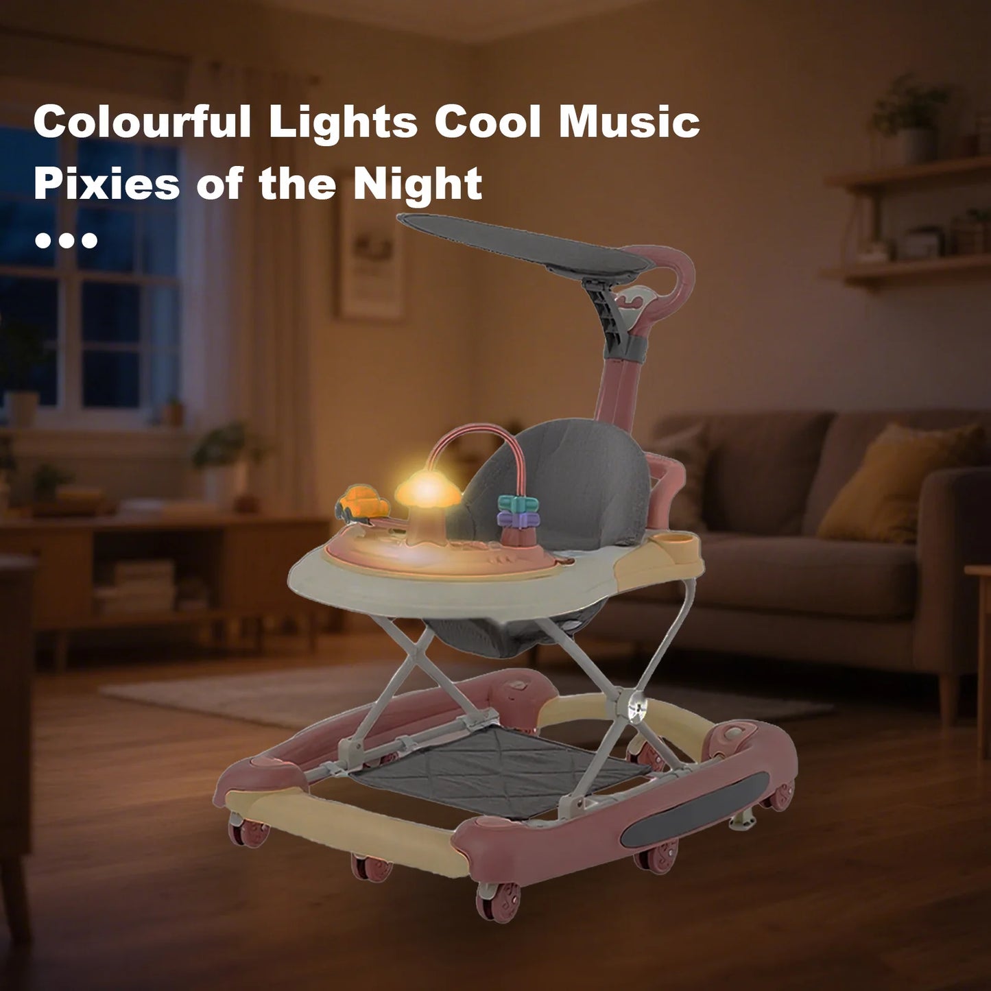 Baby Walker With Sunshade and Seat Multifunctional Kids Anti-Rollover Adjustable Rocking Stroller Mother Baby Supplies Toys 2025