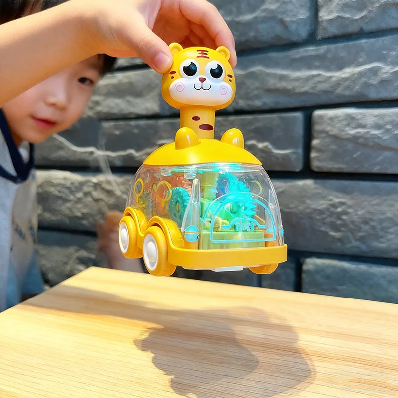 Baby Animal Car Toys Toddlers Press and Go Gear Car 1 2 3 Years Old Pull Back Car Light Up Toy Birthday Gift for Kids Boys & Girls
