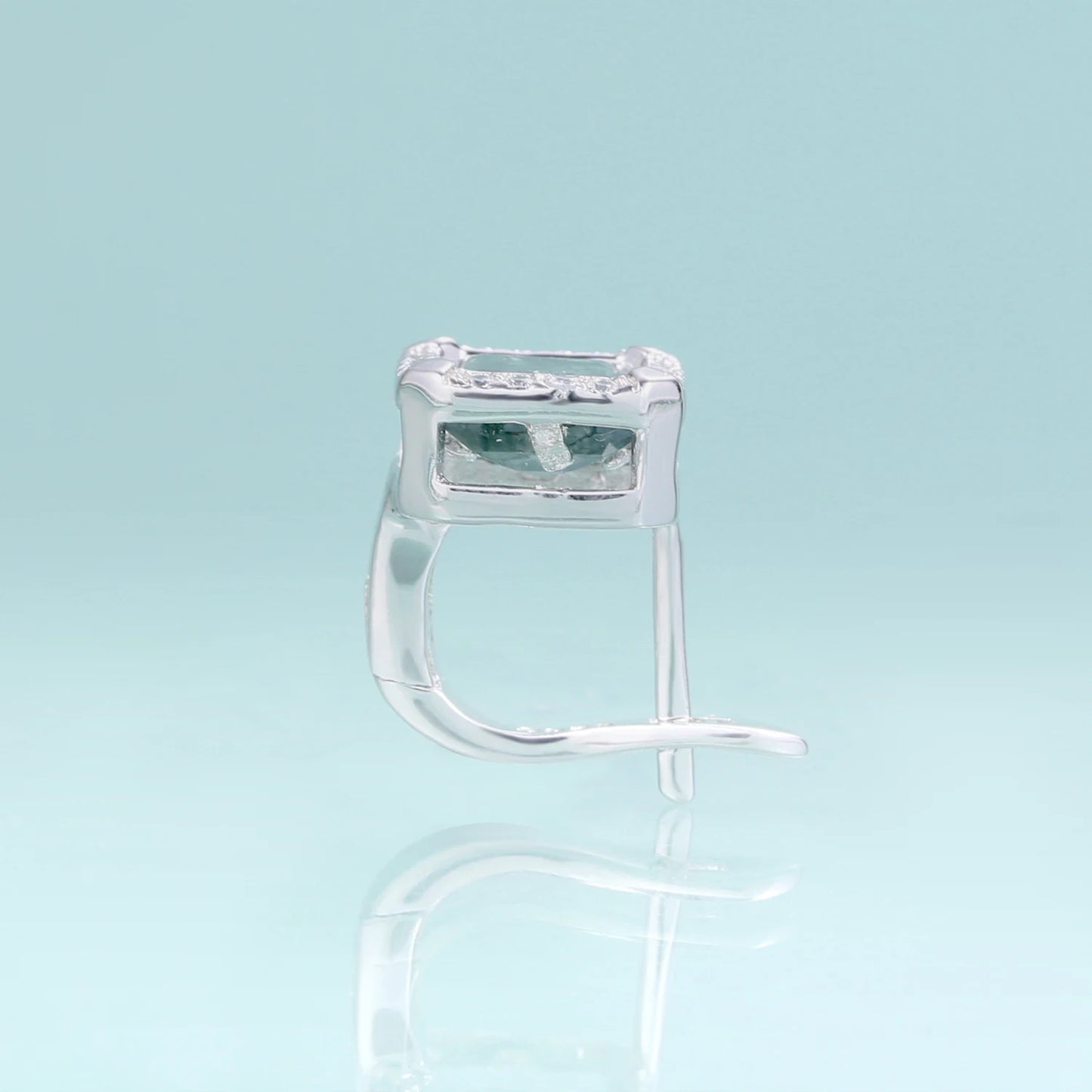 GEM'S BALLET 3.77Ct Natural Moss Agate Gemstone Clip Earrings 925 Sterling Silver Fine Jewelry Earrings For Women