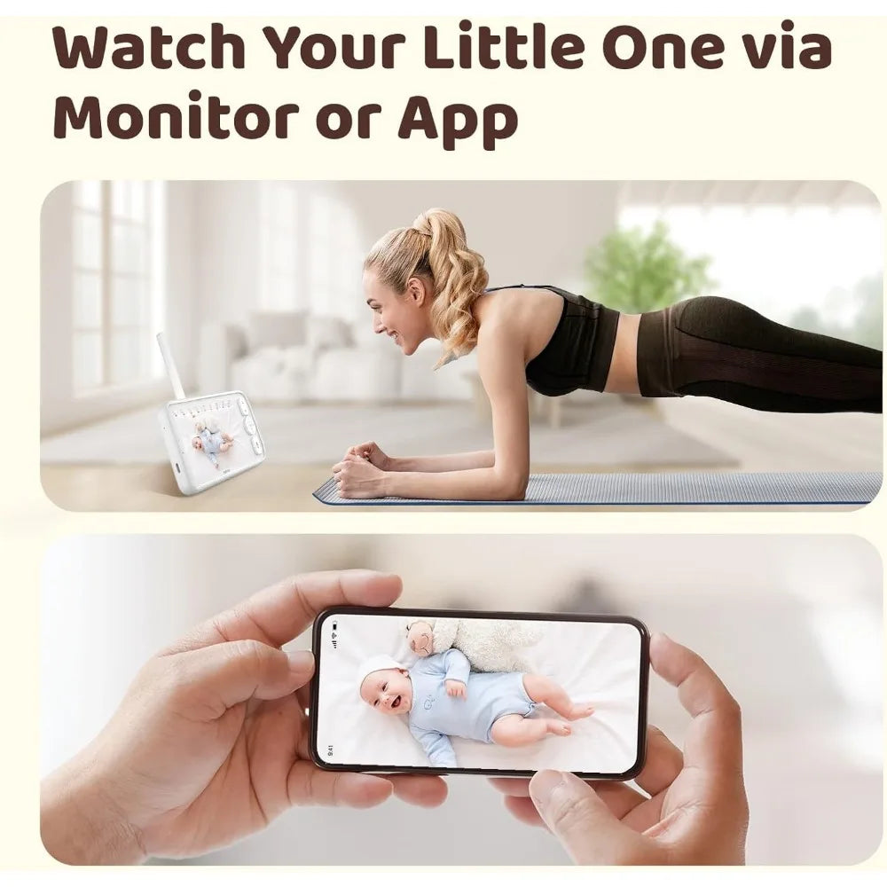 Peekababy Baby Camera Monitor Video - Baby Monitor with Camera and Audio, 5" Display, 2-Way Talk, 4 in 1 Bracket Meets The Need