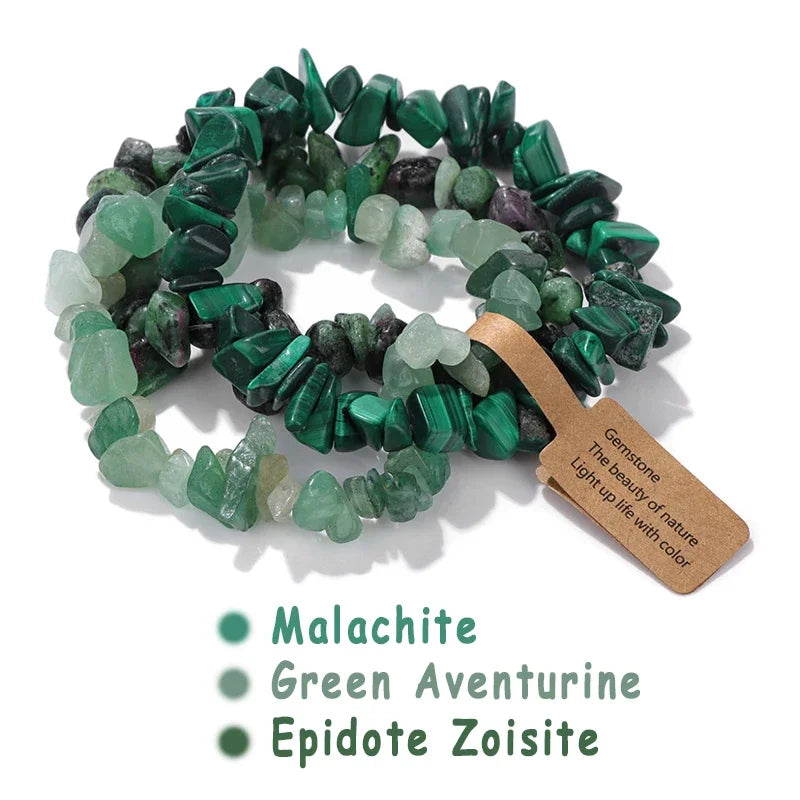 3pcs/set Natural Crystal Gem Stone Bracelet 5-8mm Irregular Amethysts Aquamarine Chips Beads Bracelets Women Men Elastic Jewelry