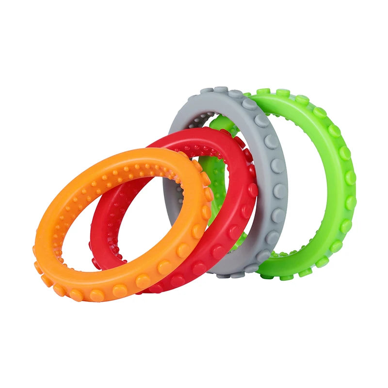 Baby Chewing Toys Teether Rings Wristband Infants Sensory Teething Bracelet Silicone Chews for Autism ADHD Children Gift