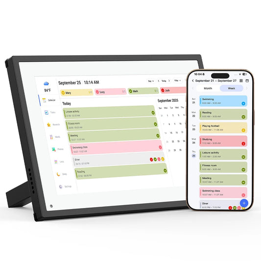 10.1" Digital Calendar Person Family Schedule Planning Interactive Touchscreen Smart Daily Weekly Monthly Planner Shared Album