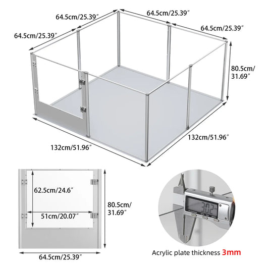 1Pc Large Acrylic Dog Playpen Cage Whelping Pen Box Indoor Enclosure Pet Clear Fence Puppy Playpen with Waterproof Fertility Pad