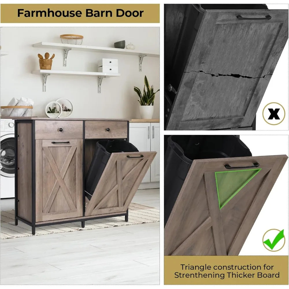 20 gallon tilt-out waste bin cabinet - pet-resistant kitchen recycling storage