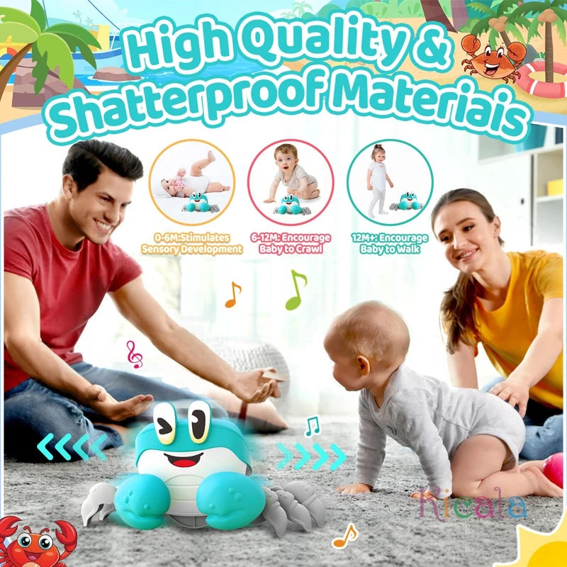 Crawling Crab Baby Toys Sensory Interactive Music Gifts for Boy Girl Toddler Escape Induction Sound Development Toy