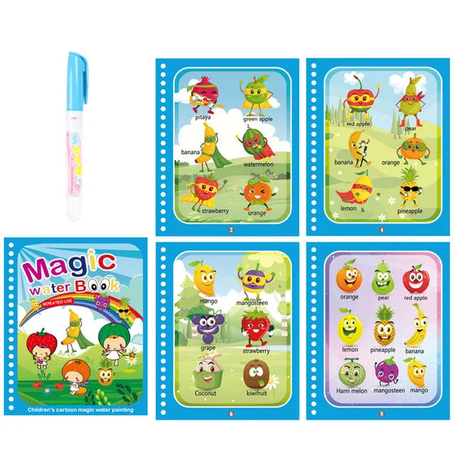 Children Learning  Education Toy Magic Water Book with Pen Baby Montessori Toys Drawing Coloring Books for Kids 2 to 4 Years Old