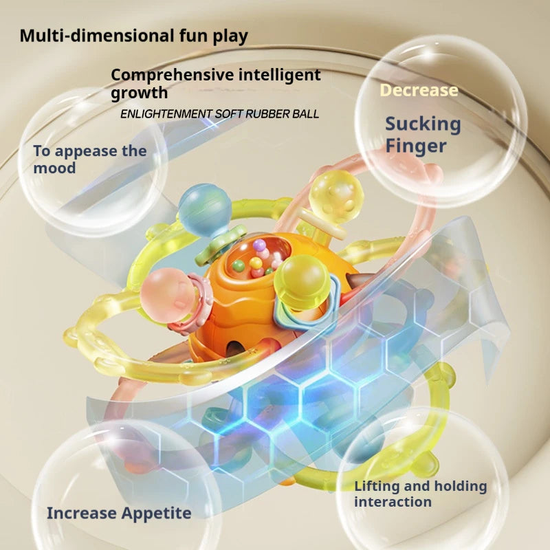 Baby Toy Manhattan Round Ball Soft Silicone Hand Grab Ball Rattle Infant Chewable Teethers Toys For Infant 0-12months