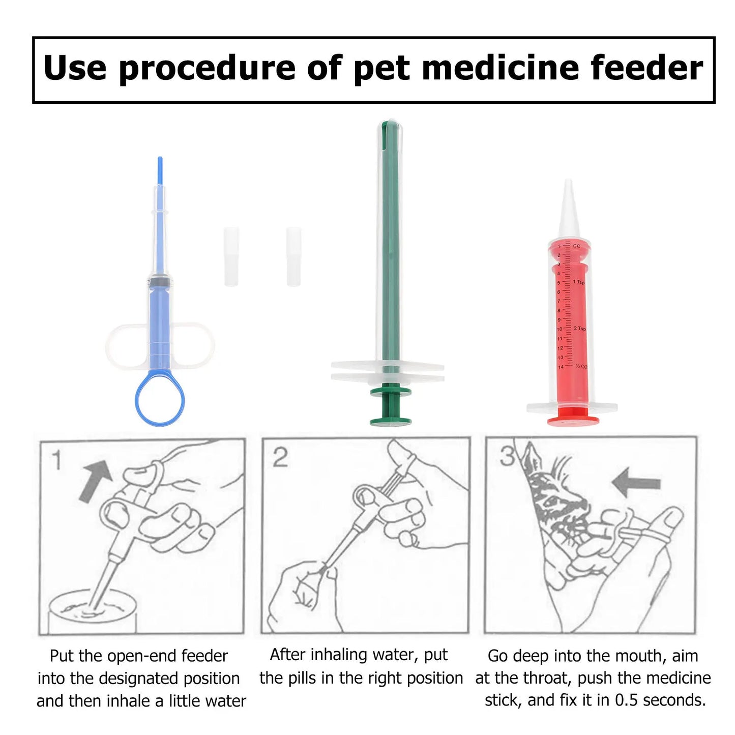 2 Sets Pet Pill Feeders Durable Safe Pet Medicine Feeders for Cats Dogs Practical Capsule Dispensers Oral Feeding Tools