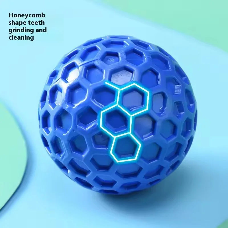 New Dog Toys Bite Resistant Interactive Throwing Sound Honeycomb Balls Natural Rubber Teething Clean Teeth Toys Pet Products