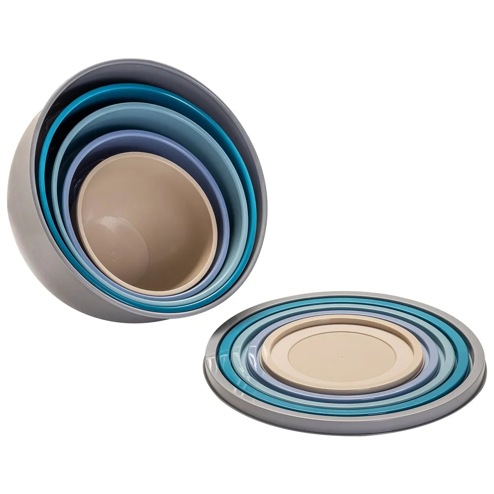 Nonslip Mixing Bowl Set 10 Pieces with Lids Assorted Colors Nesting Durable BPA Free Plastic Kitchen Prep Dishwasher Safe