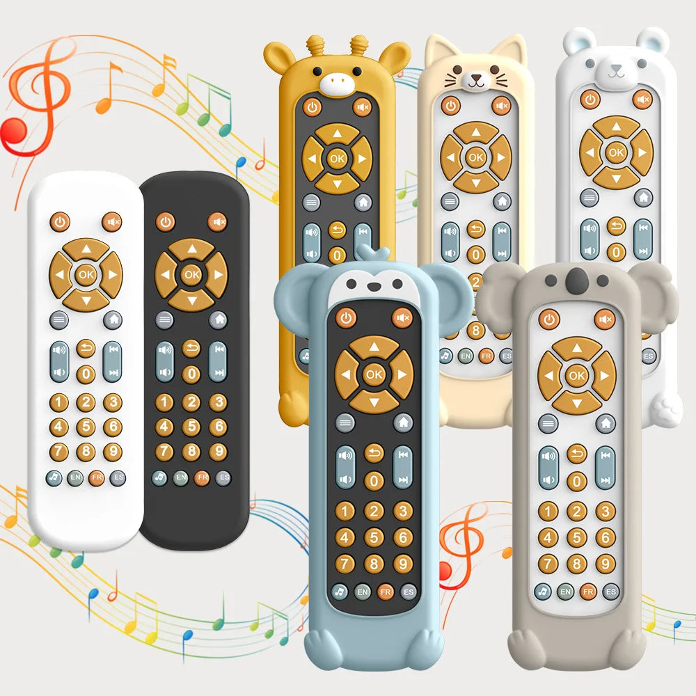 Baby Simulation TV Remote Control Cat Shape Toys Musical Light Sensory Kid Early Educational Learning Montessori Christmas present
