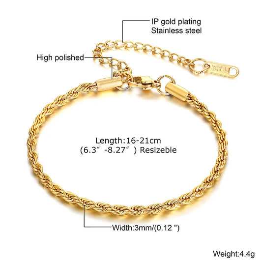 Non Tarnish Stainless Steel Bracelet Stackable for Women, Thin Herringbone Chain Bracelet Waterproof Gold Plated Jewelry