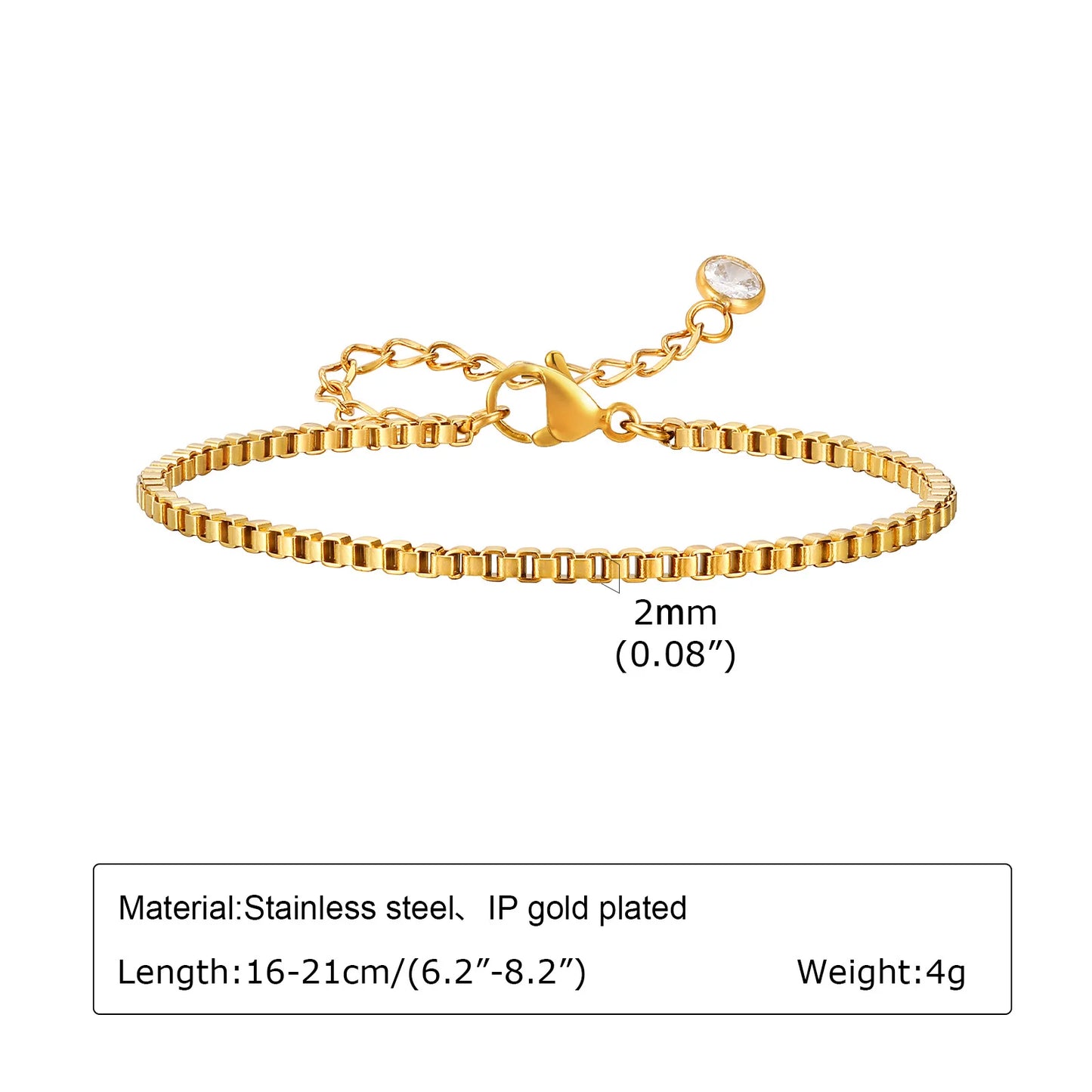 Non Tarnish Stainless Steel Bracelet Stackable for Women, Thin Herringbone Chain Bracelet Waterproof Gold Plated Jewelry