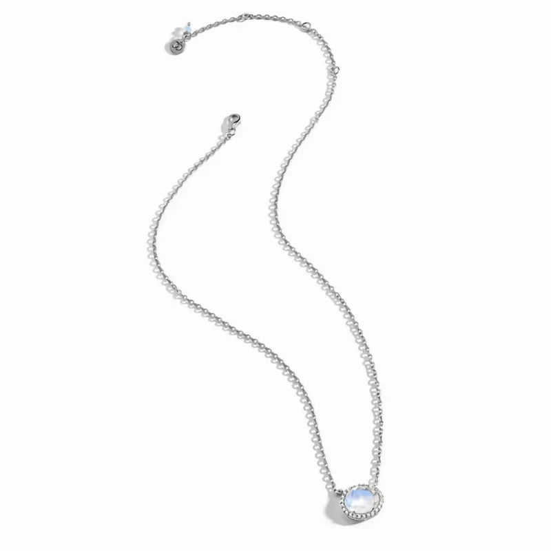 Hot Sale Sterling Silver Round Moonstone Charm Necklace Women's Fashion Versatile Luxury Exquisite Jewelry