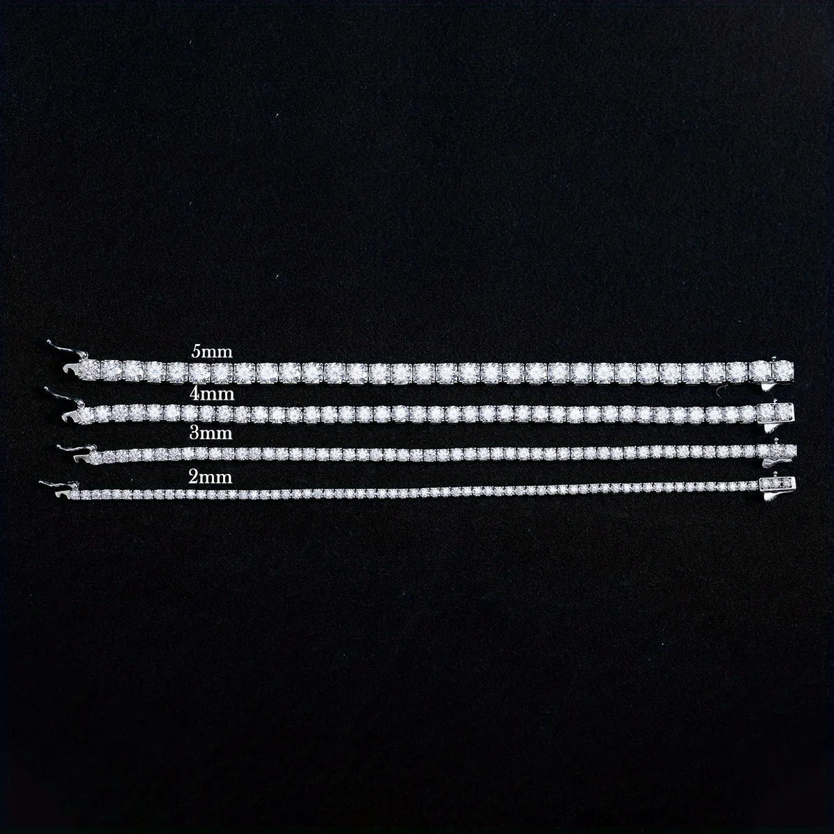 S925 Sterling Silvery Tennis Bracelet 2/ 3/ 4/ 5mm Moissanite Fine Jewelry Hypoallergenic 6.69-8.66inch Length