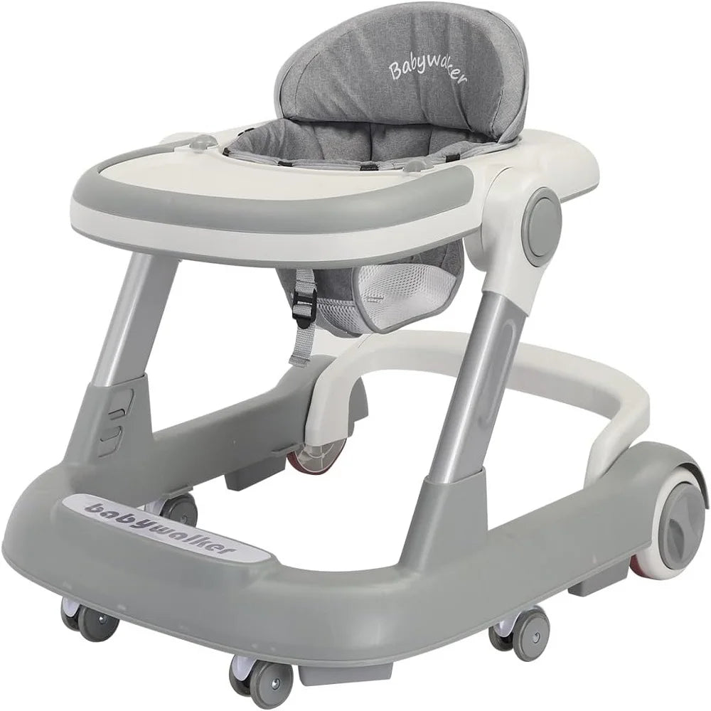 2-in-1 Baby Walker - Foldable, Height-Adjustable Push Cart with Anti-Roll Design , Stylish Baby Gear for 6-18 Months