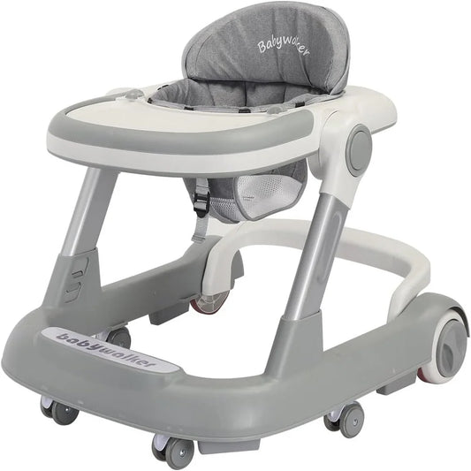 2-in-1 Baby Walker - Foldable, Height-Adjustable Push Cart with Anti-Roll Design , Stylish Baby Gear for 6-18 Months