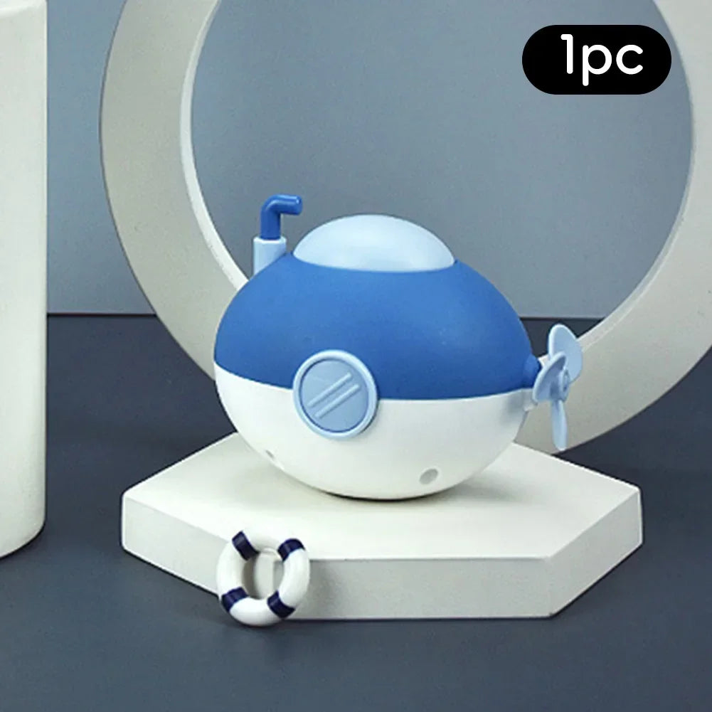 Baby takes a bath and plays in the water, Submarine, winding up animal chain, playing in the bathroom, children's toys