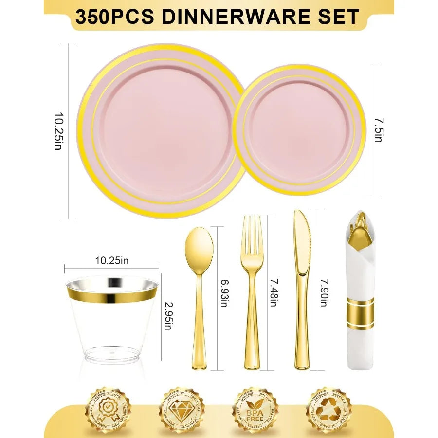 700PCS Silver Plastic Dinnerware Set for 100 Guests Disposable Plates for Party Include: 200 Plastic Plates 100 Pre Rolled Napkin