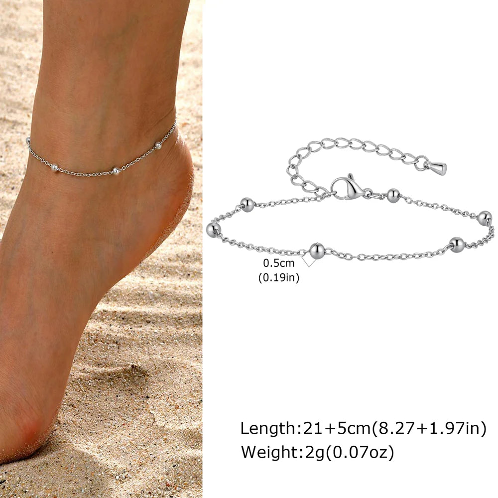Stainless Steel Heart Anklets for Women, Gold Plated Delicate Anklet Bracelet, Light Luxury Foot Jewelry Party Gifts for Girl