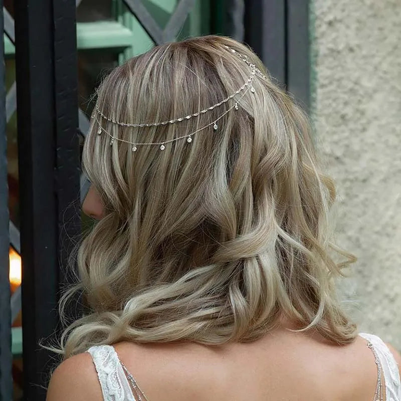 Fashion Crystal Head Chain Wedding Hair Accessories for Women Elegant Headpiece Bling Bridal Forehead Chain Indian Jewelry Gifts