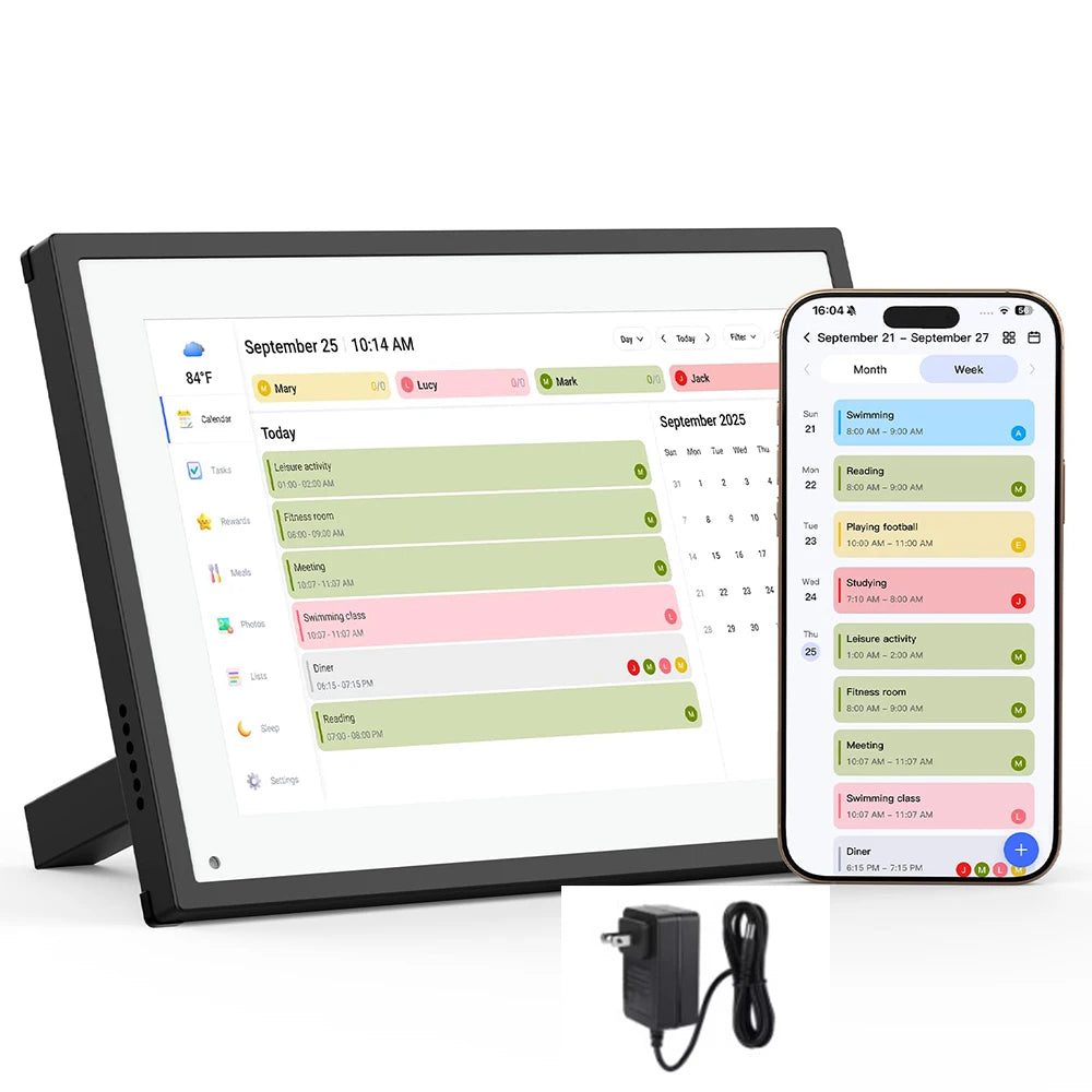 10.1" Digital Calendar Person Family Schedule Planning Interactive Touchscreen Smart Daily Weekly Monthly Planner Shared Album