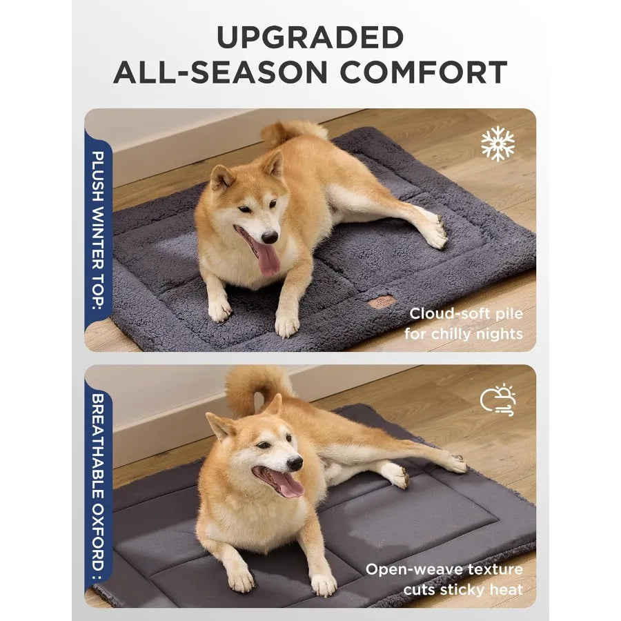 Low Profile Dog Crate Mat Reversible Bed Pad Washable Dog Pad Mat with Ultra Soft Fleece Compact Design Kennel Beds Mats for La