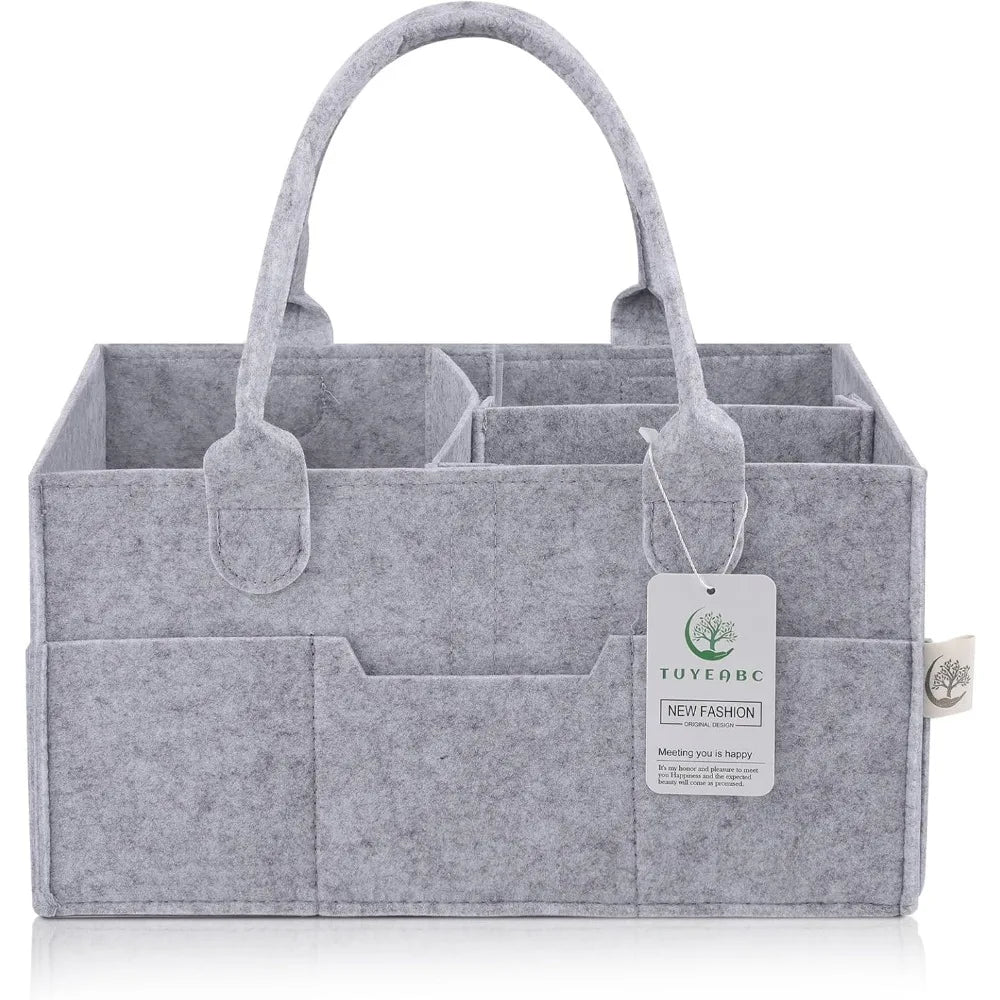 baby diaper caddy - enlarge nursery storage bin and car organizer for diapers and wipes - storage basket for newborn essentials,