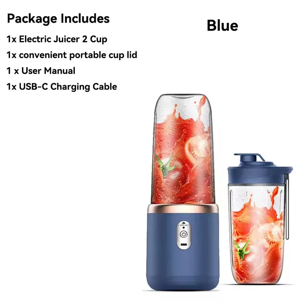 Portable Blender Bottle Electric 6 Blades Multifunction Juice Blender Fresh Juice Smoothie Blender Ice CrushCup Food Processor