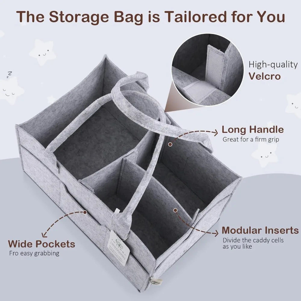 baby diaper caddy - enlarge nursery storage bin and car organizer for diapers and wipes - storage basket for newborn essentials,