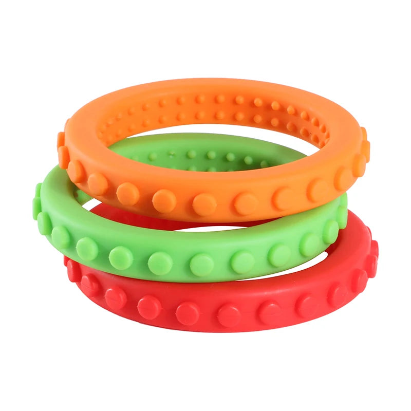 Baby Chewing Toys Teether Rings Wristband Infants Sensory Teething Bracelet Silicone Chews for Autism ADHD Children Gift
