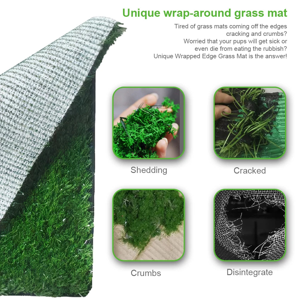 Training Pads with Pee Baffle Dog Grass Pad with Large Tray Reusable Indoor Or Porch Dog Potty Ideal for Small and Medium Dogs