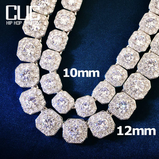 12mm Square Clustered Chain Necklace For Women Link Choker Zirconia Gold Color Fashion Jewelry