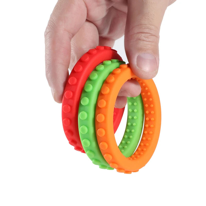 Baby Chewing Toys Teether Rings Wristband Infants Sensory Teething Bracelet Silicone Chews for Autism ADHD Children Gift