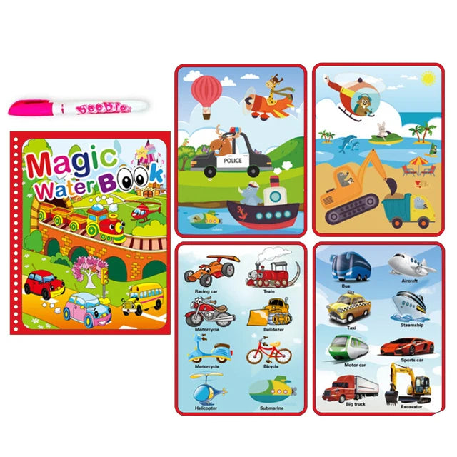 Children Learning  Education Toy Magic Water Book with Pen Baby Montessori Toys Drawing Coloring Books for Kids 2 to 4 Years Old