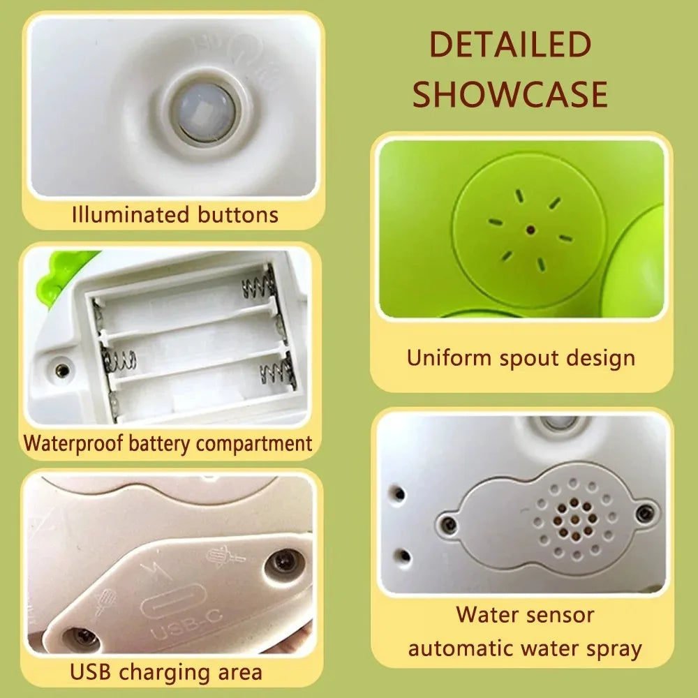 Interactive Baby Bath Toys, Automatic Rotating Whale Frog Spray Ball, Surprise Bathtub Sprinkler for Toddlers