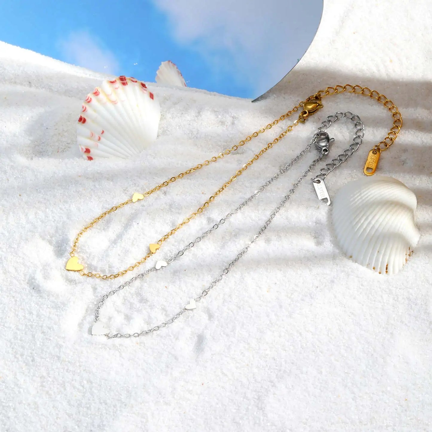 Stainless Steel Heart Anklets for Women, Gold Plated Delicate Anklet Bracelet, Light Luxury Foot Jewelry Party Gifts for Girl