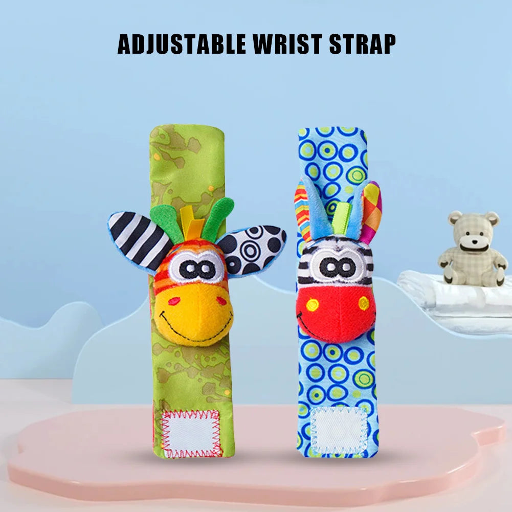 Cute Wrist Strap Rattles Socks Colorful Writleband Rattle Adjustable Brain-Development for 0-12 Months Baby