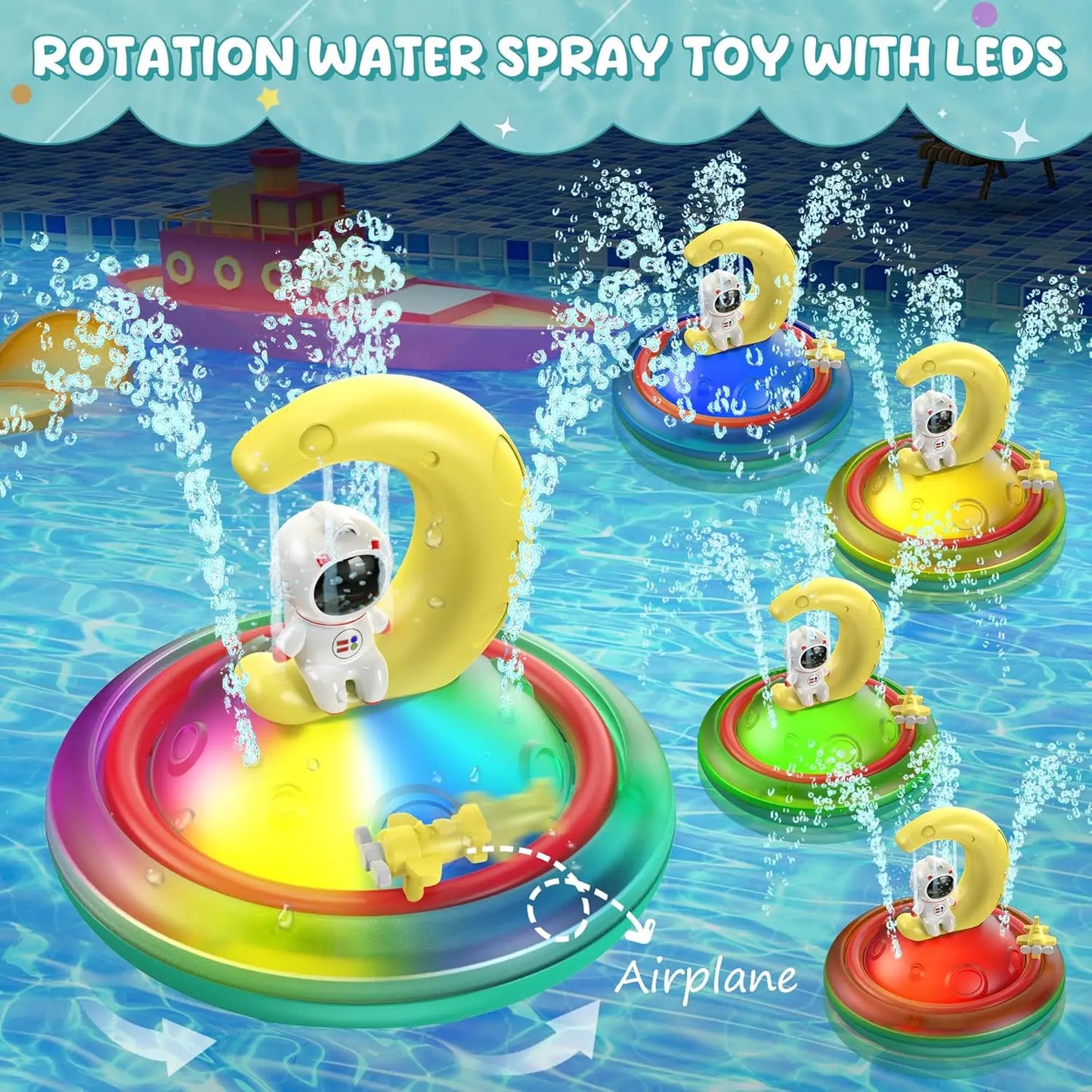 Baby Bath Toys for Toddlers, Spray Water Toy Rotation Baby Light up Bath Toys, Automatic Induction Sprinkler Shower Toys with LE