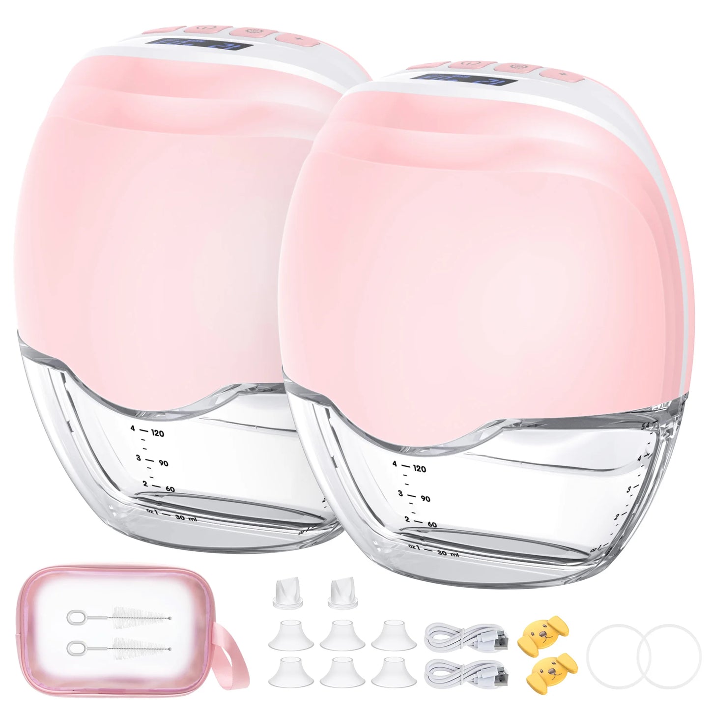 2/1pcs Wearable Breast Pump Hands Free Electric Breast Pumps Slient Comfort Milk Collector BPA-free LED Display 3Modes 12 Levels