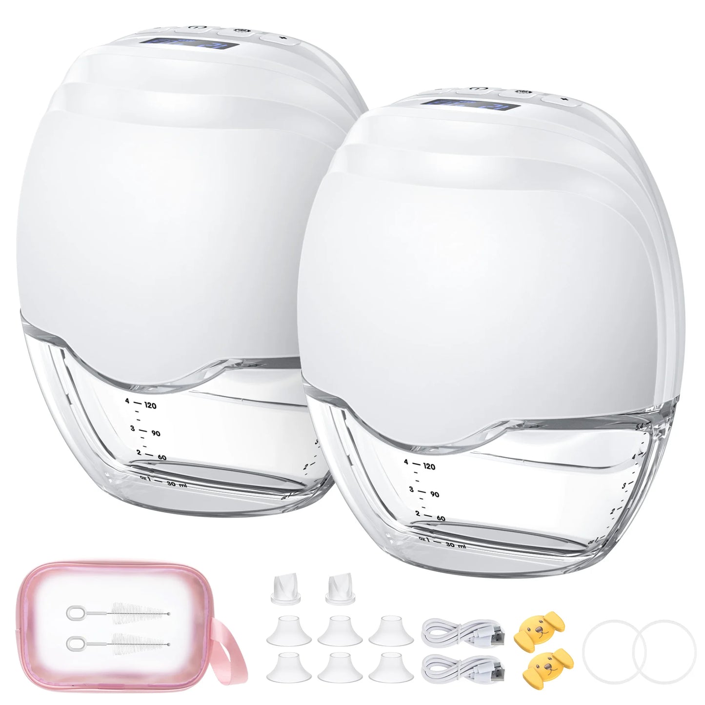 2/1pcs Wearable Breast Pump Hands Free Electric Breast Pumps Slient Comfort Milk Collector BPA-free LED Display 3Modes 12 Levels