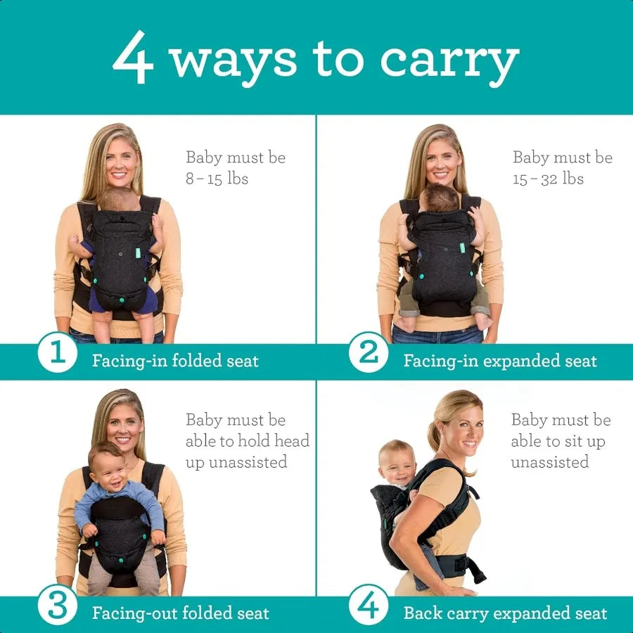 Infant Flip 4 in1 Convertible Baby Carrier Adjustable Ergonomic Baby Gift Registry Essential Baby Carrier for Newborn to Toddler