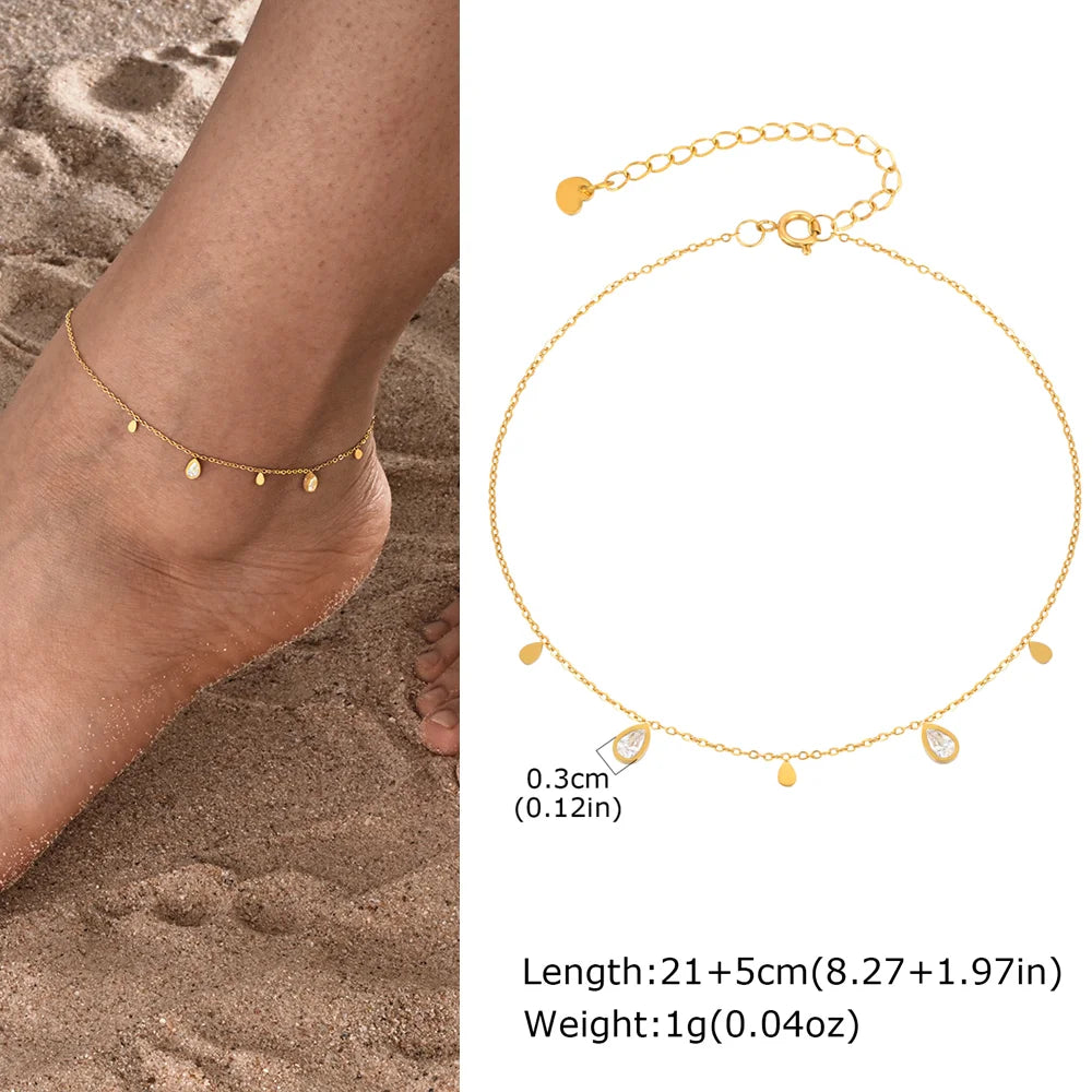 Stainless Steel Heart Anklets for Women, Gold Plated Delicate Anklet Bracelet, Light Luxury Foot Jewelry Party Gifts for Girl