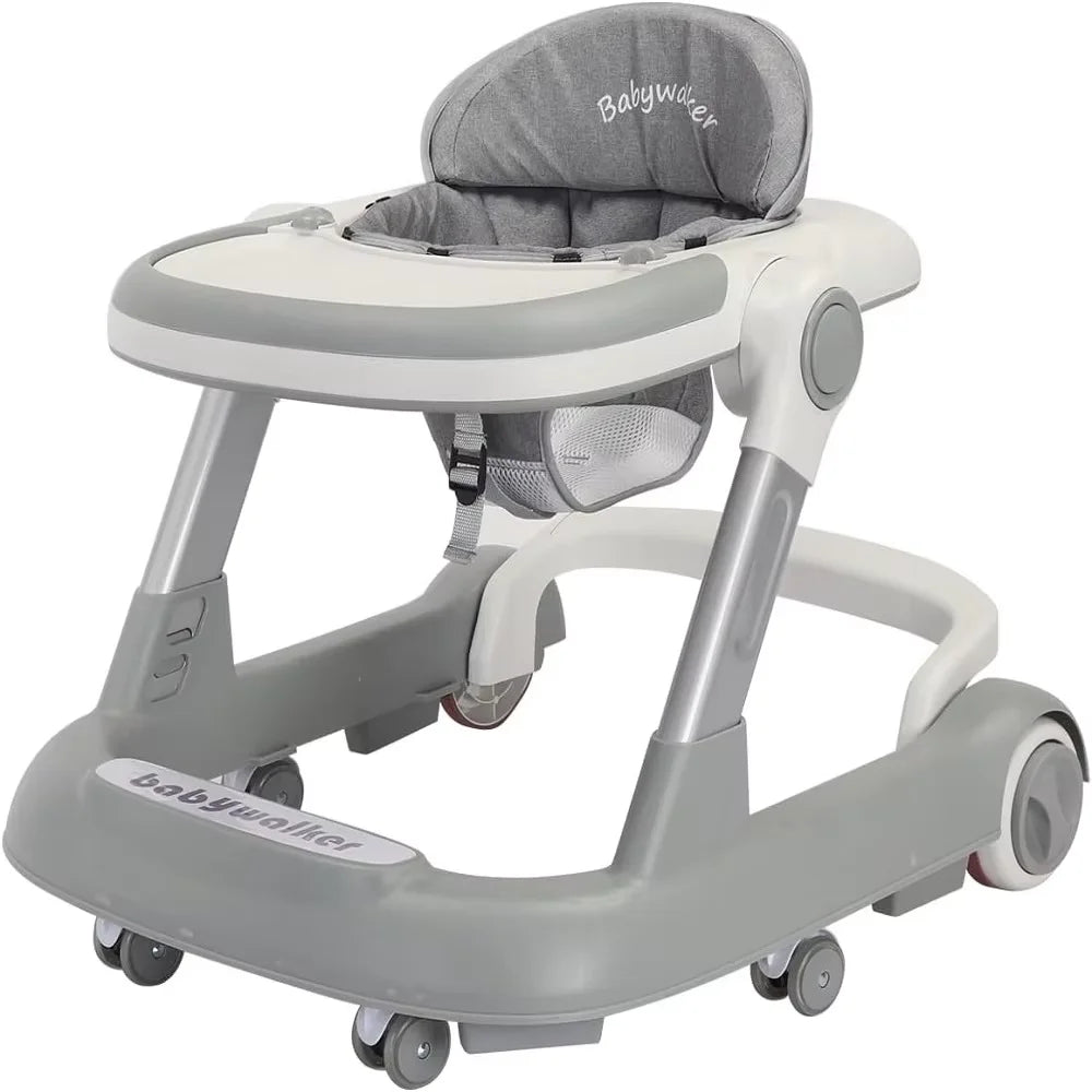 2-in-1 Baby Walker - Foldable, Height-Adjustable Push Cart with Anti-Roll Design , Stylish Baby Gear for 6-18 Months