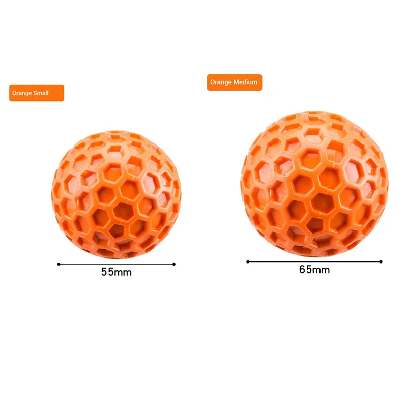 New Dog Toys Bite Resistant Interactive Throwing Sound Honeycomb Balls Natural Rubber Teething Clean Teeth Toys Pet Products